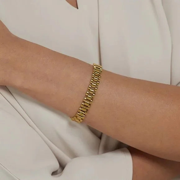 NEW 18K Gold Plated Chain Link Bracelet - Picture 4 of 8